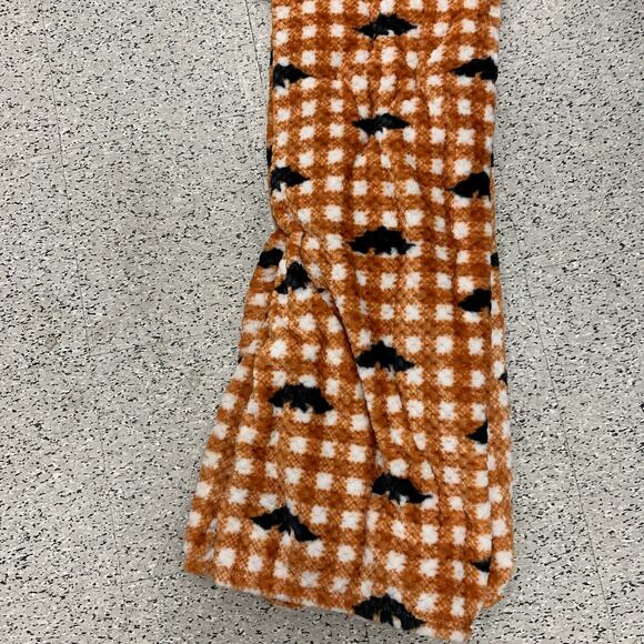 Halloween Spooky Black Bats Buffalo plaid orange Throw Blanket Retro Fleece Goth - Picture 4 of 11